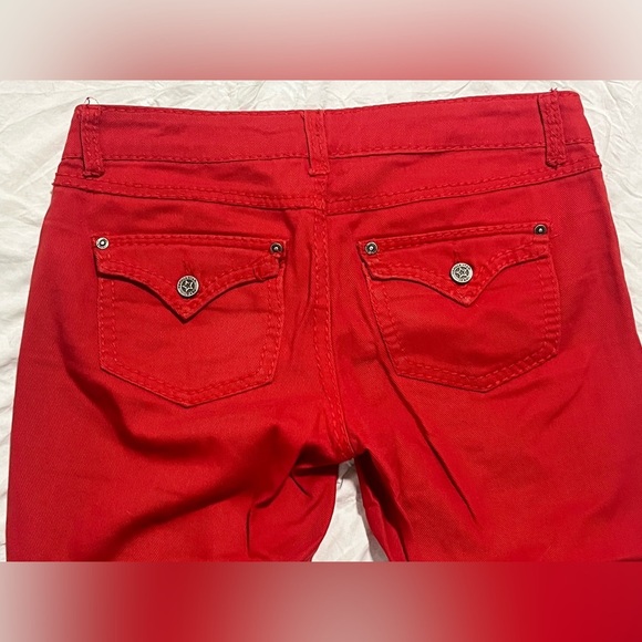 Vanilla Star Women's Red Distressed Cropped Jeans Size 7 - Picture 14 of 16